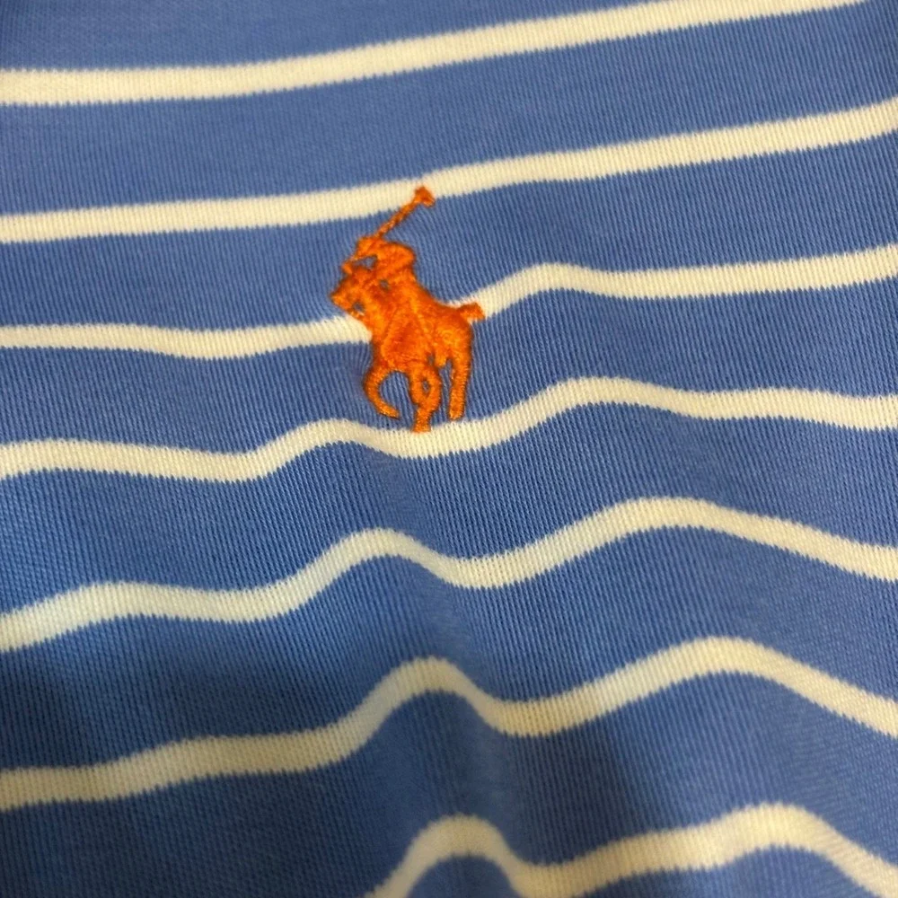 Polo Ralph Lauren Polo Shirt Men XL Blue Striped Short Sleeve Pima Soft Touch
